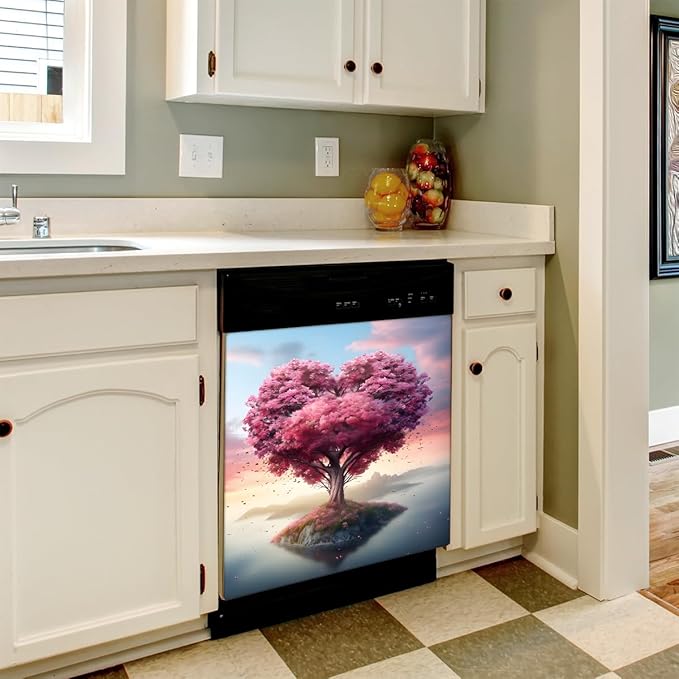 Valentine Day Tree Dishwasher Magnet Cover Magnetic Dishwasher Decorative Cover Front Dishwasher Door Covers Reuseable Dishwasher Covers Decal for Kitchen Home Decorative