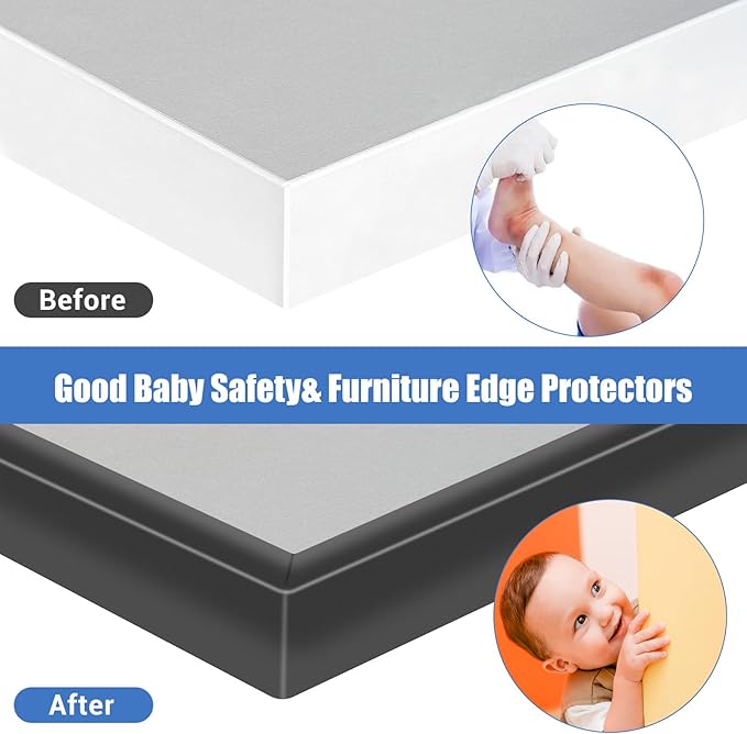 Rubber Edge Trim, Self-Adhesive U Shaped Edge Protector for Plywood, Cabinet, 1-5/8" Wood Edge Banding, Flexible Furniture Repair, EPDM Material, Fit 1-5/8"(41mm), Length 10Ft, Black