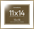 Homeforia 15x18 Diploma Frame Bronze, High End Metal 15 x 18 Certificate Frames with Mat for 11 by 14, 18x15 Document Frame Matted to 11x14, Award Graduation Frames, Tempered Glass, Wall Kit, Set of 1