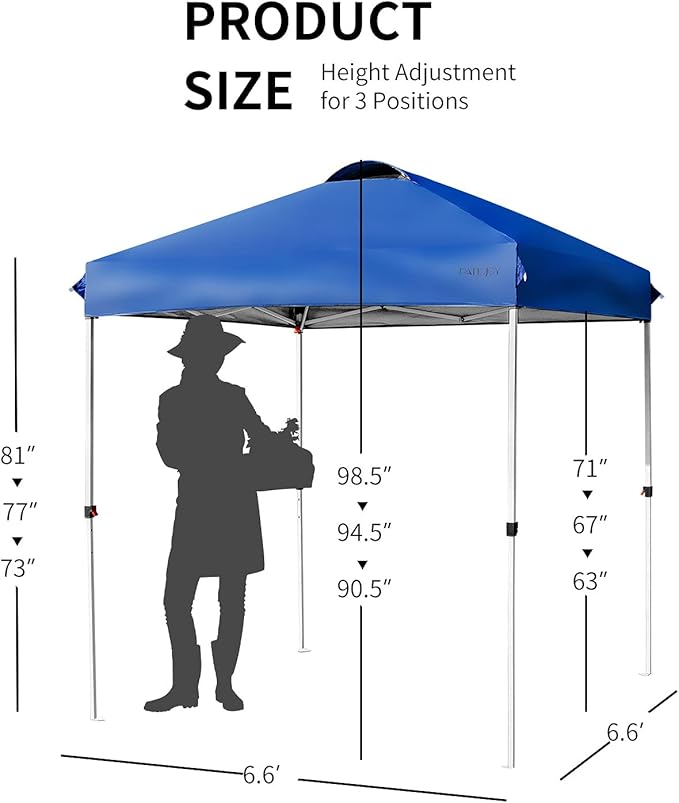 Tangkula Outdoor Pop-up Canopy Tent, 6.6 x 6.6 FT Height Adjustable Commercial Instant Canopy w/Portable Roller Bag, 4 Weight Bags, Outdoor Camping Sun Shelter for Camping, Party