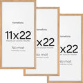 Homeforia 11x22 Newspaper Frame Wooden, High End Natural Oak 11 x 22 Picture Frame Light Wood without Mat, 22x11 Poster Frames for Wall, 11by22 Display Photo Frames, Tempered Glass, Wall Kit, Set of 3