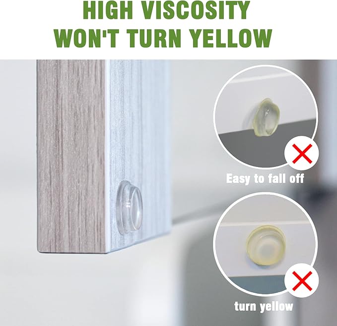 Super High Viscosity Cabinet Door Bumpers -180 pcs 1/2”Diameter Clear Adhesive Pads Glass Hardware Bumpers for Drawers, Glass Tops, Small Furniture(180pcs)