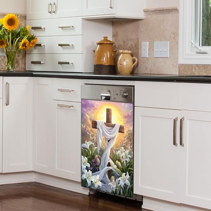 Easter Ross Eggs Dishwasher Magnet Cover Front Dishwasher Cover Decor Reusable Magnetic Door Cover Panel Decal Home Appliances Stickers Kitchen Refrigerator Fridge 23"x26"