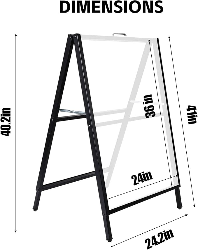USCNC 4 PACK 24 x 36 Inch A Frame Sign Double-Sided Folding Sandwich Board Heavy Duty Slide-in Sidewalk Signboard for Outdoor Street Advertising Poster(Frame only，No white board)