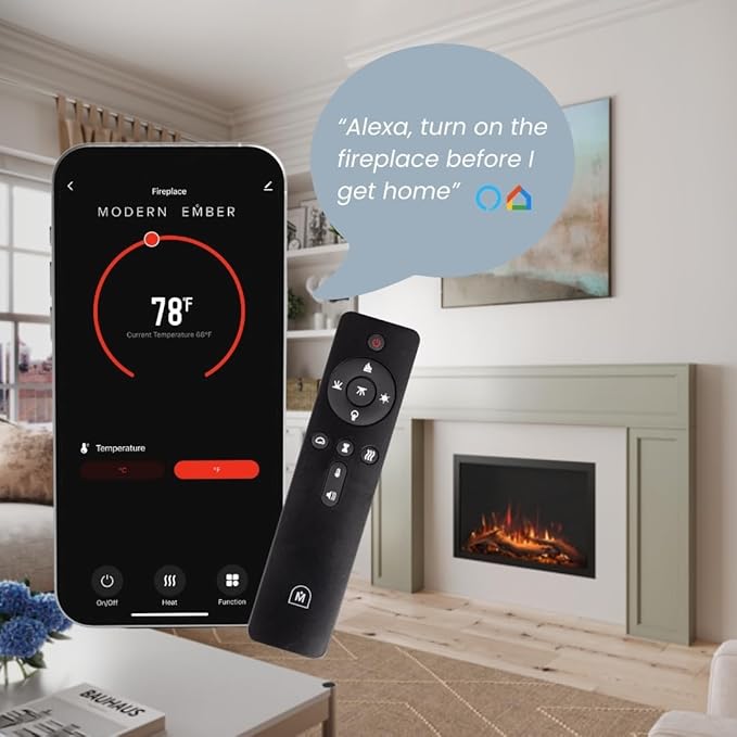 Modern Ember Highmark Traditional 26 Inch Built-in Smart Electric Fireplace Insert | Alexa/WiFi Enabled - Remote Included | Electric Firebox Heater with Multi-Color Flames | 1500W