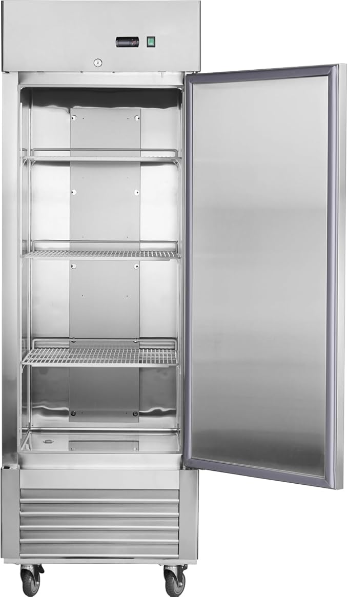 27”W Commercial Freezer Reach-in 18.68 Cu.Ft Single Solid Door, Stainless Steel Interior and Exterior Construction, Commercial Freezer Upright Fan Cooling Freezer for Restuarant, Bar, Shop and etc