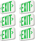 FREELICHT Green LED Exit Sign with Battery Backup，Exit Sign for Business，Easy to Install，UL Certified，AC 120/277V，Pack of 6