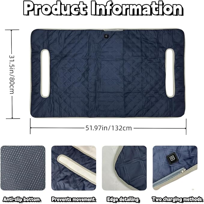 Golf cart Heated seat Cover, Non-Slip and Waterproof Winter Golf cart seat Cushion, Three Temperature Settings, Four-Zone Heating, External Power Supply/Power Bank Heating Options (Brown)