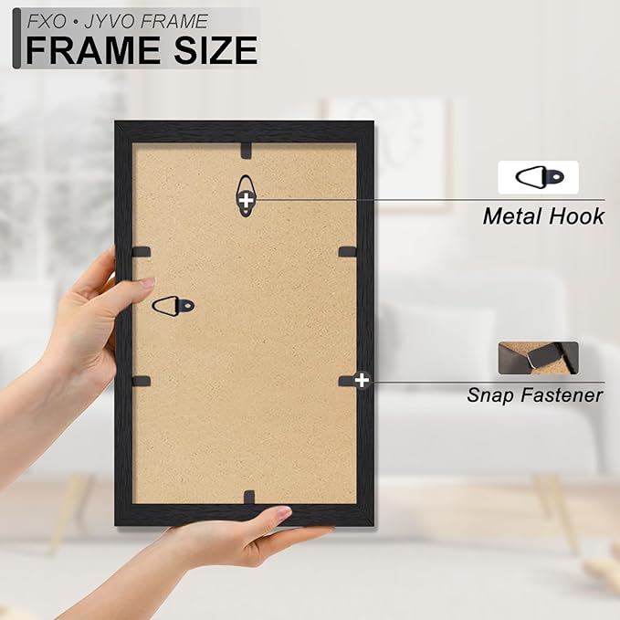 Engineered Wood 6x12 Picture Frame Set of 6, Black Frame for 6 x 12 Inch Picture Poster Photo, Light Weight 6 by 12 Frame with Wood-grain for Wall - 6 Pack/Black/6"x12"