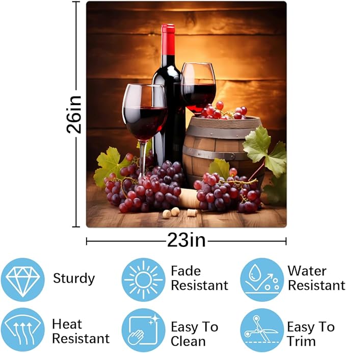 Dishwasher Magnet Cover Red Wine Glass Grapes Wooden Reusable Dishwasher Magnetic Cover Sticker Decorative Dish Washer Door Cover Panel for Home Kitcen Appliance