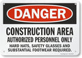 SmartSign "Danger - Construction Area, Authorized Personnel Only" Sign | 7" x 10" Aluminum