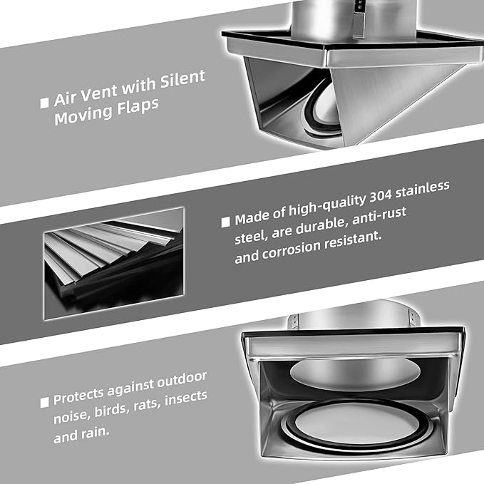 4-Inch External Extractor Wall Vent Cushioned Non Return Flap