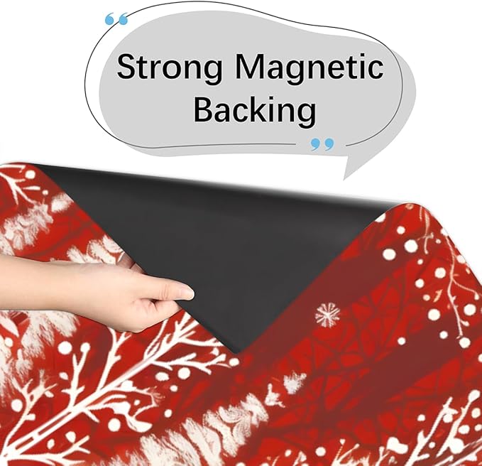 Christmas Forest Elk Dishwasher Magnet Cover, 23" W x 26" H Fridge Magnetic Stickers Reuseable Magnet Panel Decal Cover for Washing Machine Fridge Microwave Cabinet Kitchen Christmas Decoration