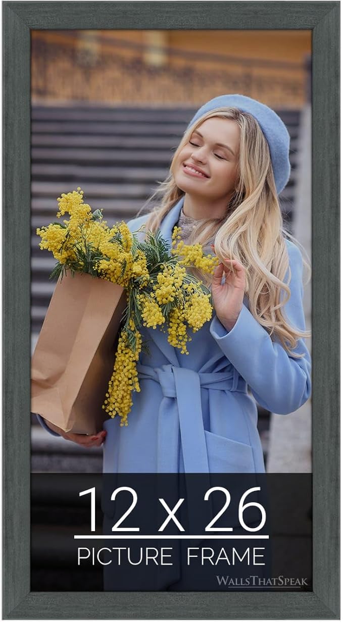 wallsthatspeak 12x26 Slate Gray Picture Frame for Puzzles Posters Photos or Artwork