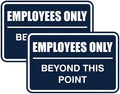 All Quality Classic Framed Employees Only Beyond This Point Wall or Door Sign | Easy to Install Business Signage - Large (Navy Blue) 2 Pack