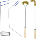 4 Pieces Fryer Cleaning Tool Sets, High Temp Deep Fryer Cleaner Kits Including Stainless Steel Crumb Scoop, L-Shape Fryer Cleaning Brush, Long Handle Basket Brush & Cleanout Rod for Commercial Kitchen