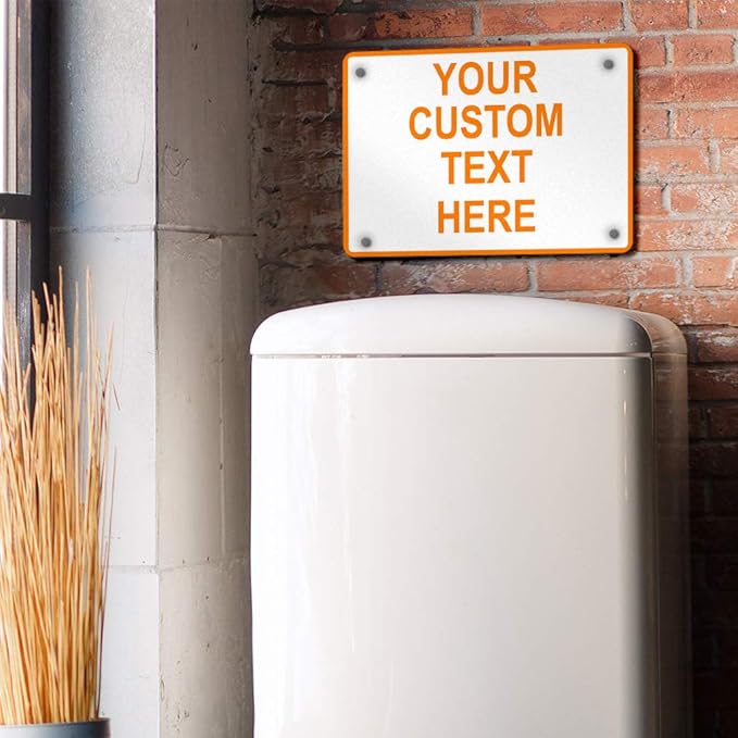 Aluminum Weatherproof Metal Sign Multiple Sizes Custom Personalized Text Here White Orange Warning Horizontal Street Signs 10x7Inches