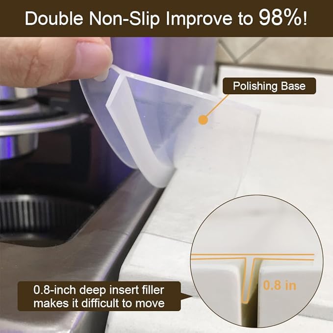 Kitchen Stove countertop Gap Covers, 25 inch Long & Extra Wide Silicone Stove Gap Covers Filler Range Strips 2pcs, Oven Counter Gap Protector Between Counter and Stove Gap Stove Crack Guards Clear
