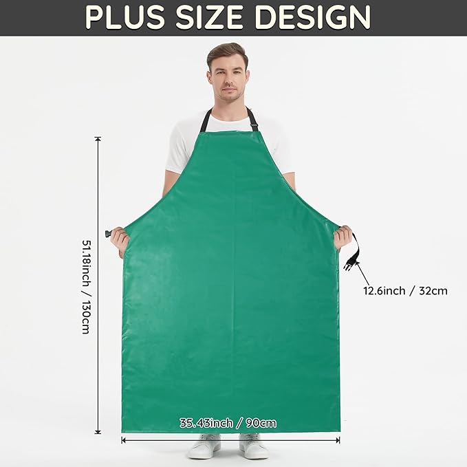 Thicker Rubber Apron, Extra Long Adjustable Apron, Heavy Duty Oil&Chemical Resistant Waterproof Work Aprons