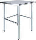 AmGood Stainless Steel Work Table Open Base | NSF Kitchen Island Food Prep | Laundry Garage Utility Bench (30" Long X 30" Deep)