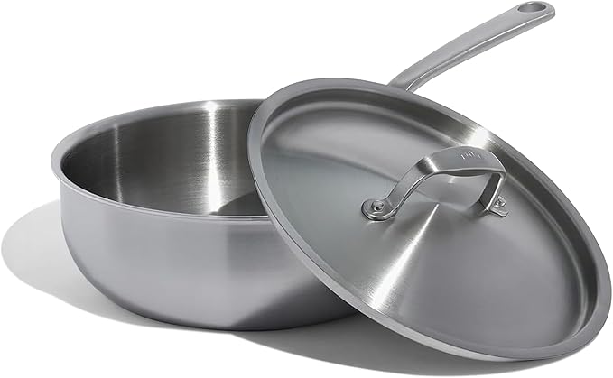 Made In Cookware - 3 Quart Stainless Steel Saucier Pan - 5 Ply Stainless Clad - Professional Cookware - Crafted in Italy - Induction Compatible