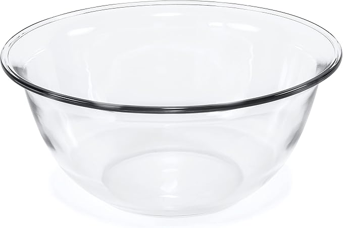 Red Co. 10.5” Dia Round Clear Glass 3 Qt Mixing Prep and Serving Bowl, Large