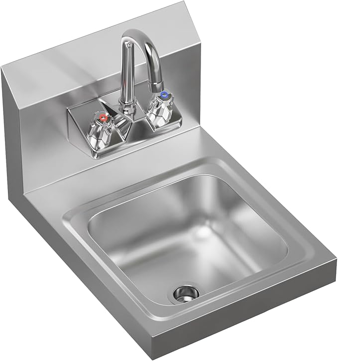 AmGood Stainless Steel Wall Mount Hand Sink | NSF | Commercial Hand Washing Basin For Restaurant, Kitchen and Home (12" x 16")