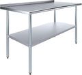 AmGood Stainless Steel Work Table with 1.5" Backsplash | Metal Kitchen Food Prep Table | NSF (60" Long x 30" Deep)