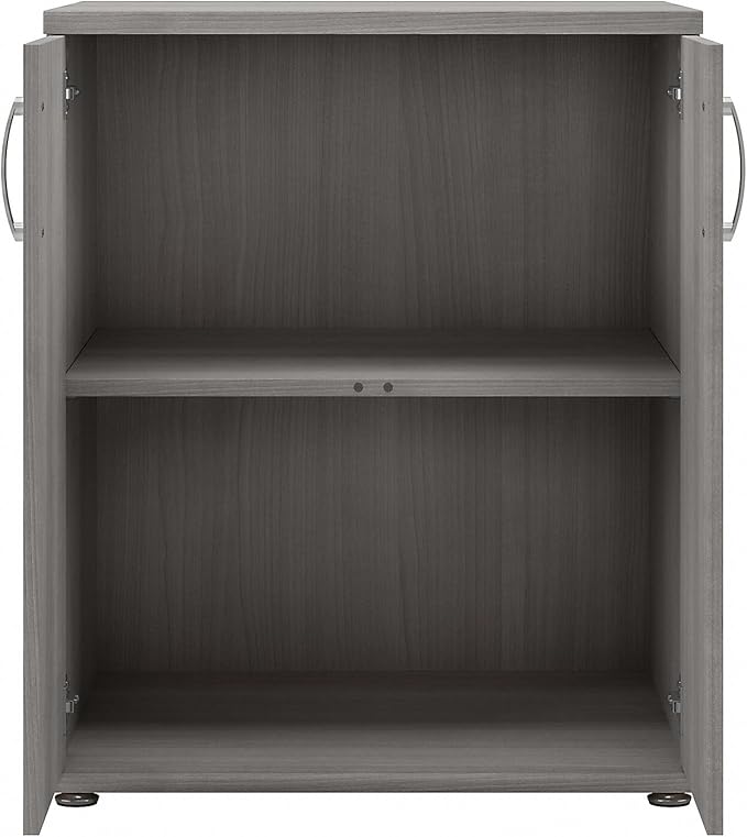Bush Business Furniture Universal Floor Storage Cabinet with Doors and Shelves in Platinum Gray