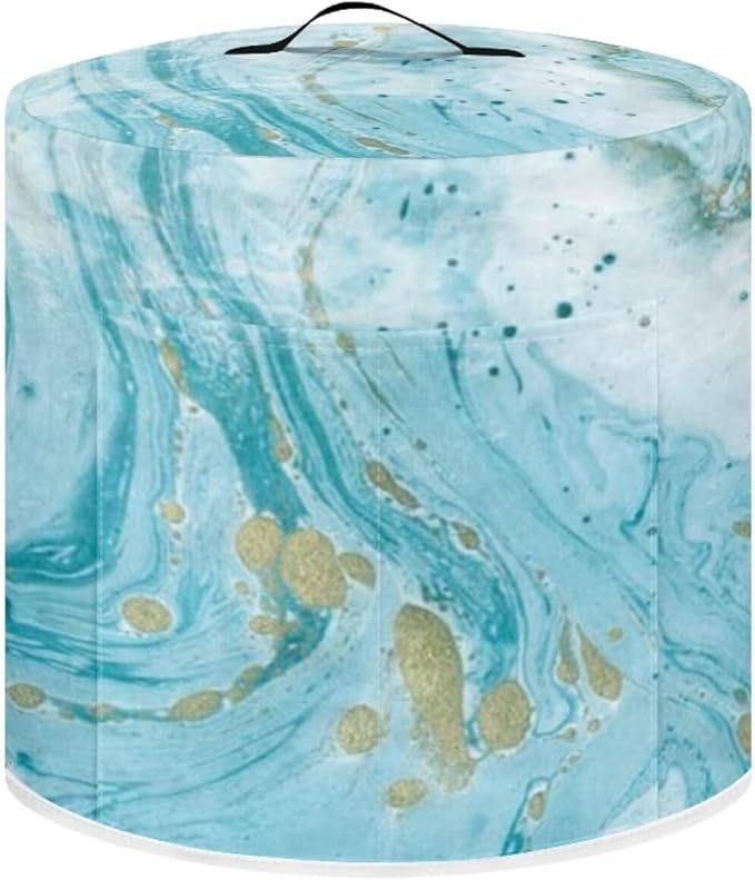 Flashideas Blue Marble Print Pressure Cooker Cover for Women Dust Protection Insulated Rice Cooker Cover with Easy to Clean Lining Dust Cover with Pockets for Instant Pot 6 Quart Appliance Cover