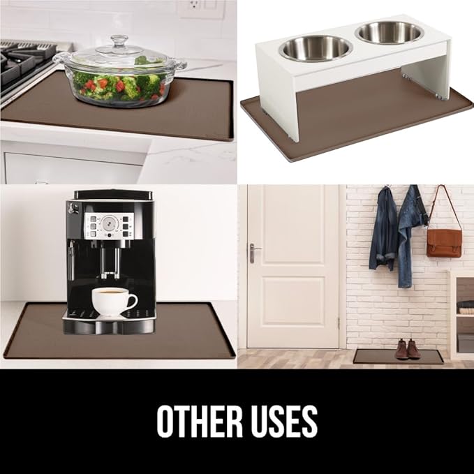 GORILLA GRIP Waterproof Silicone Under Sink Mat with Raised Lip for Kitchen and Bathroom, Cabinet Shelf Liner Stay in Place Mats Dishwasher Safe Drawer Liner, Organizer Tray, 19 x 22 in, Coffee