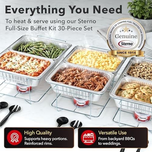Sterno Disposable Chafing Dish Buffet Set With 6-Hour Fuel, 30 Piece - Image 2
