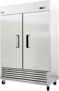 54" Commercial Refrigerator 49 Cu.ft with 2 Solid Door Reach-In Refrigerators Stainless Steel ETL Approved，for Restaurant Kitchen Home Bar Shop 33-40°F