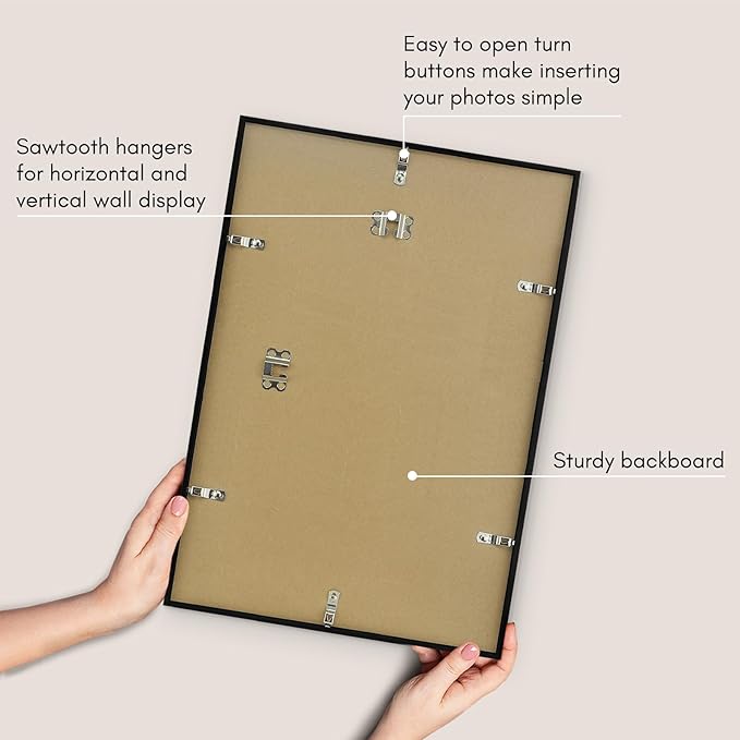 Americanflat 13x19 Picture Frame with Polished Plexiglass - Streamline Collection - Thin Border Picture Frame for Wall Display - Hanging Hardware Included - Black