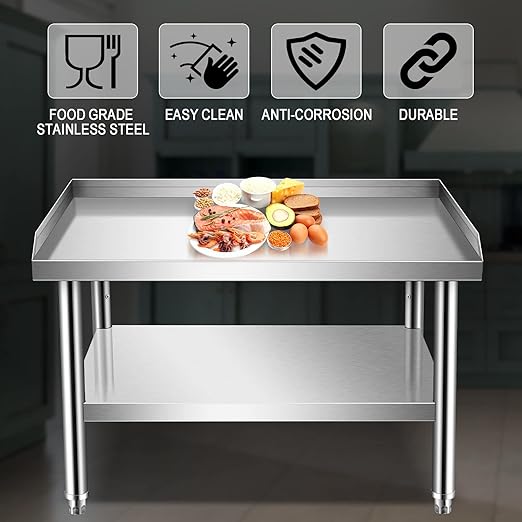 Stainless Steel Grill Equipment Stand Table with Adjustable Storage Undershelf, Great for Hotel, Home, and Restaurant Kitchen Switchgold, 36x30x24