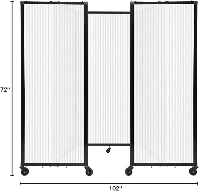 Versare Polycarbonate Room Divider 360 Portable Wall Partition | Freestanding Office Dividers | Locking Wheels | Privacy Screen Panels - 8'6" x 6' Opal Thermoplastic Polymer