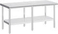 Jocisland 30" x 72" Stainless Steel Table for Prep & Work Adjustable Under Shelf and Feet, for Commercial Kitchen, Restaurant, Hotel, Garage