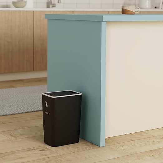 XPIY Trash Can with Lid, 2 Pack 4 Gallons/15 Liters Garbage Can with Press Top, Small Trash Can Dog Proof, Plastic Trash Bin, Waste Basket for Bathroom|Kitchen|Bedroom|Office (2, Black)