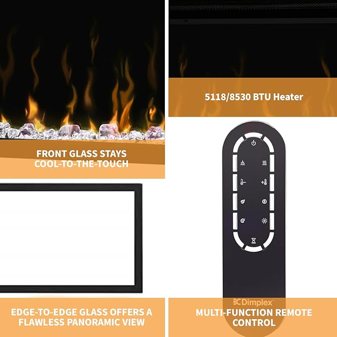 Dimplex IgniteXL 50" Built-in Linear Electric Fireplace (Model: XLF50), 8530/5118 BTU, 240/120 Volt, 2500/1500 Watt, Black