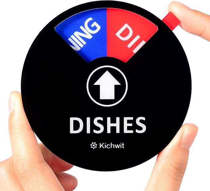 Kichwit Dishwasher Magnet Clean Dirty Sign Indicator with Running and Empty Options, Works on All Dishwashers, Non-Scratch Strong Magnetic Backing, Residue Free Adhesive Included, 4 Inch, Black