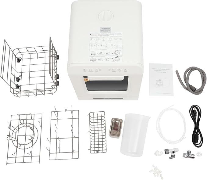 Portable Countertop Dishwasher, 3 Washing Programs Mini Dishwasher with Baby Care, 4L Built-In Water Tank & Dual Water Supply, 162℉ High-Temp, Compact Dishwasher for Dorm Apartment RV