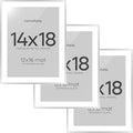 Homeforia 14x18 Picture Frame Silver, High End Metal 14x18 Frames with Mat 12x16 for Photo, 14 x 18 Silver Poster Frame Matted to 12 x 16 Print, 18x14 Hanging Frame, Tempered Glass, Wall Kit, Set of 3