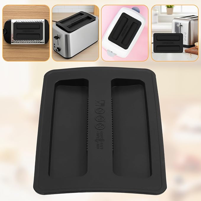 2 Pack Silicone Toaster Cover 2 Slice, Black Reusable Toaster Cover Bread Maker Machine Dust Covers Protector Lid Sandwich Machine Part Accessories