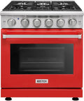 KOSTCH 30 inch Professional Freestanding Pro-Style Natural Gas Range or Liquid Propane Gas Range with 5 Burners, 4.55 cu.ft. Oven Capacity, in Stainless Steel - KOS-30RG03M (Red)