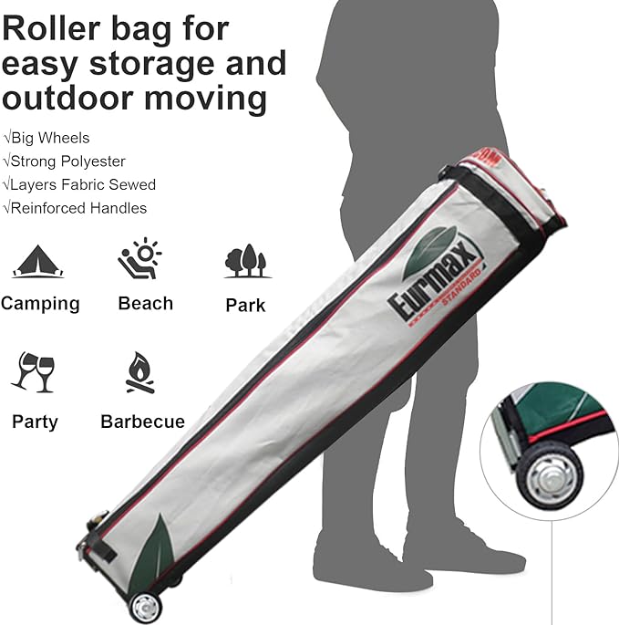 Eurmax USA Standard 10x10ft Patio Pop Up Canopy Tent for Outdoor Events Commercial Instant Canopies with Heavy Duty Roller Bag,Bonus 4 Canopy Sand Bags (Burgundy)