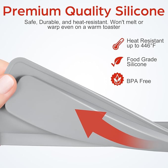 iplusmile Silicone Toaster Top Cover for 4 Slice and Long Slot 2 Slice Toasters, Universal Dust Lid Protector for Bread Maker Kitchen Appliances, Sandwich Machine Part