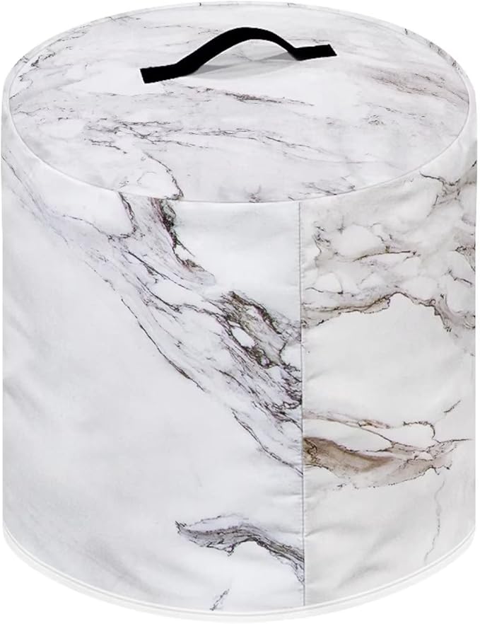 Air Fryer Dust Cover Compatible with 3 Quart Insulated Kitchen Appliance Cover with Top Handle and Front Pockets for Women Gift, White Marble
