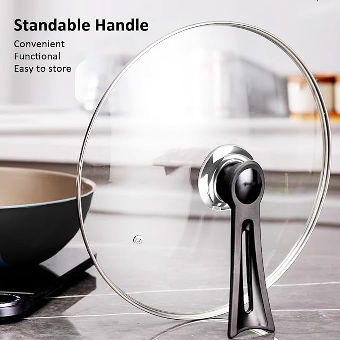 Glass Lids For Pots, Pans and Skillets, Available in Small and Large Lid 10.25, 11, 12, 12.5, 13.5 and 14 Inch,Replacement Tempered Clear Glass Lids with Steam Vent,Standable Pan Cover