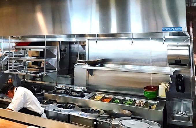 Stainless Steel Commercial Hood System, Exhaust Hood & Rooftop Exhaust Fan with Roof Curb (8' Wall Exhaust Only)