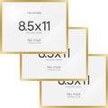 Homeforia Gold Diploma Frame 8.5 x 11, High End Metal 8.5x11 Certificate Frames, 11x8.5 Document Frame for Wall or Tabletop, 8.5 by 11 Letter Size Graduation Frames, Tempered Glass, Wall Kit, Set of 3